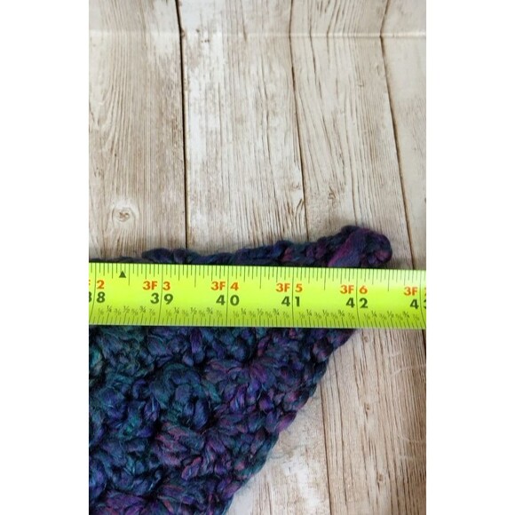 VTG Crochet Shawl Wrap Scarf Triangle Granny Core Blue Purple Yellow - READ - Picture 2 of 4